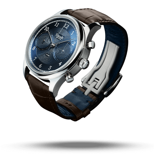 Guilloche Chronograph blue mechnical watch Staudt