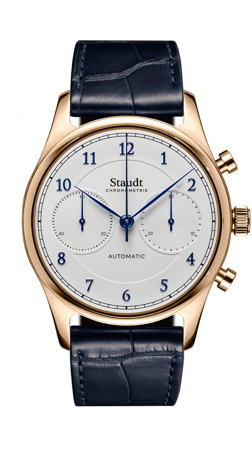 Staudt Prelude gold chronograph mechanical swiss made watch product